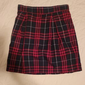Plaid Red and Navy Girls Uniform Skirt